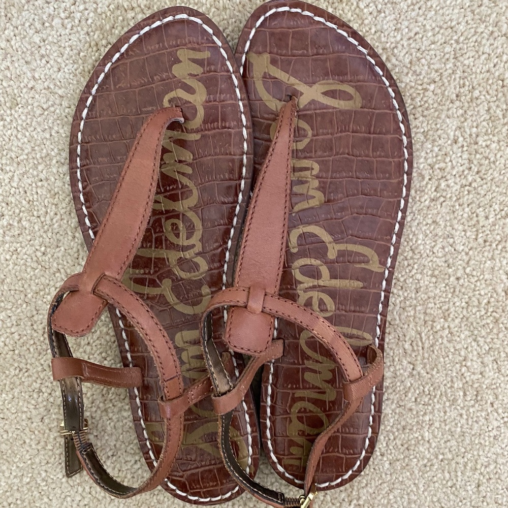 Sam Edelman T Strap Slingback Sandal, Kona Brown Leather